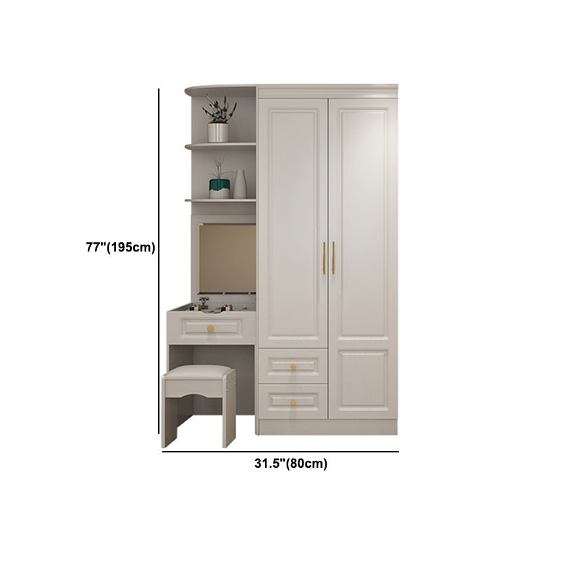 Hinged White Wardrobe Armoire Engineered Wood Wardrobe Closet