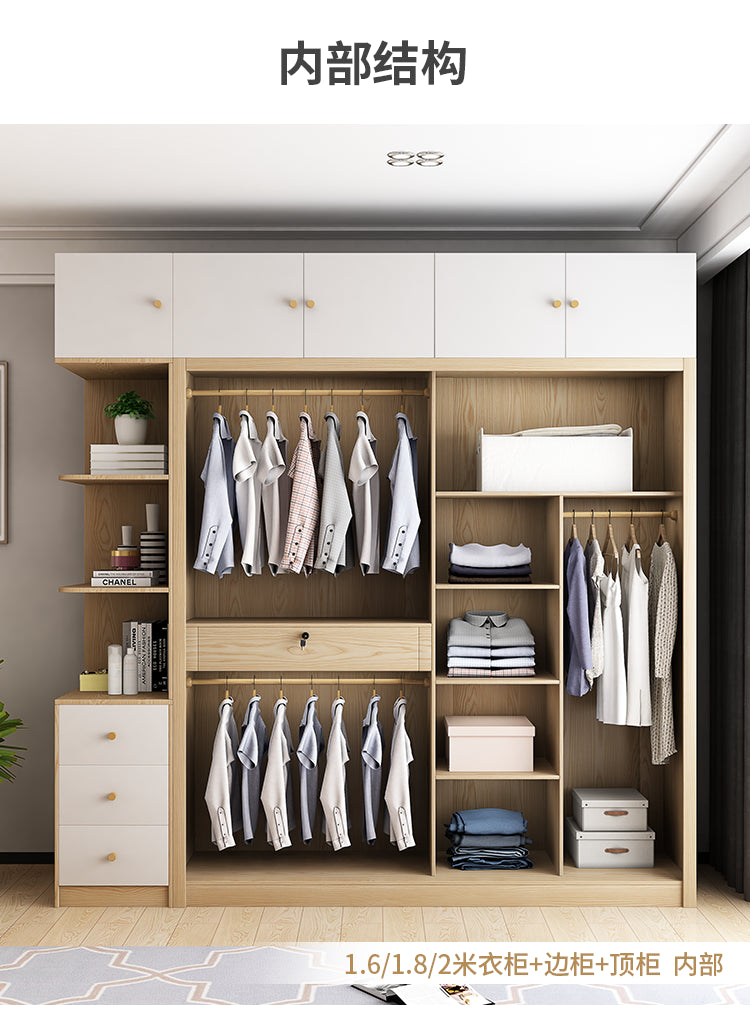 Engineered Wood Modern Wardrobe Closet Sliding Wardrobe Armoire