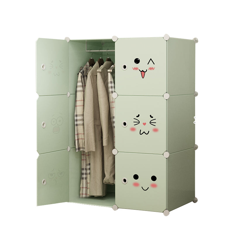 Modern Style Wardrobe Green Colour Plastic Bedroom Wardrobe Closet