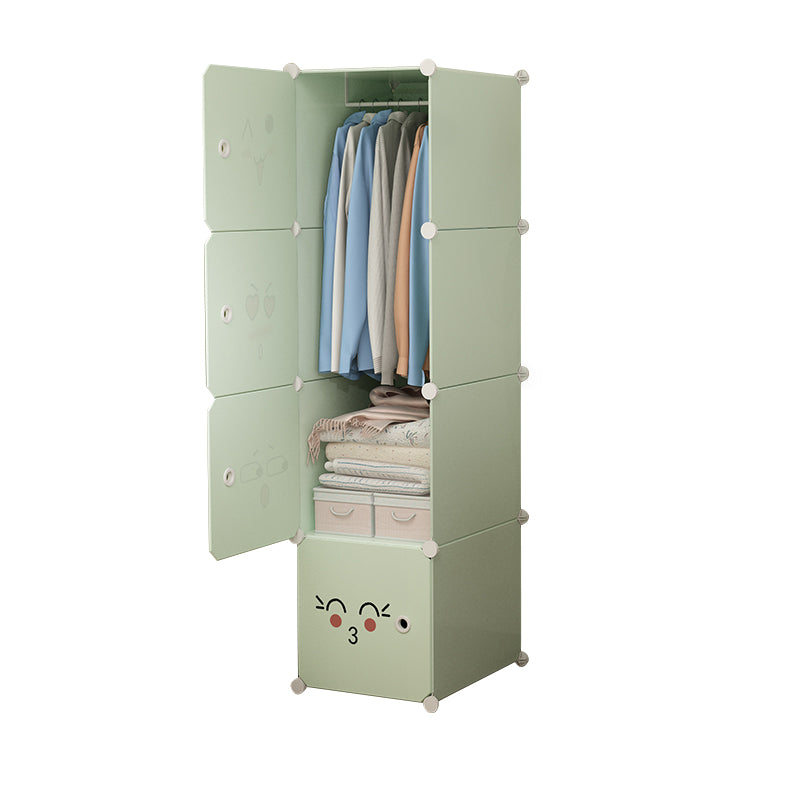 Modern Style Wardrobe Green Colour Plastic Bedroom Wardrobe Closet