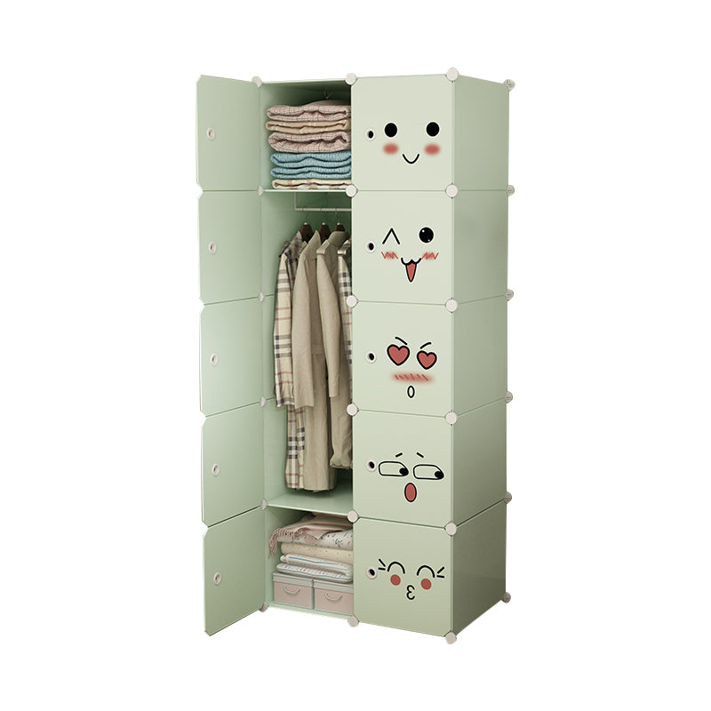 Modern Style Wardrobe Green Colour Plastic Bedroom Wardrobe Closet