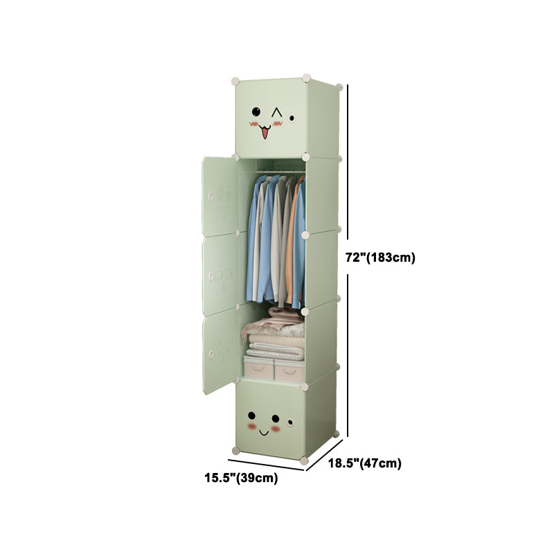 Modern Style Wardrobe Green Colour Plastic Bedroom Wardrobe Closet