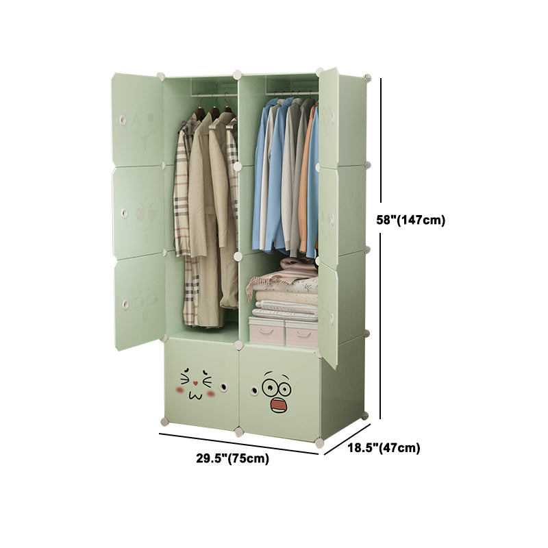 Modern Style Wardrobe Green Colour Plastic Bedroom Wardrobe Closet