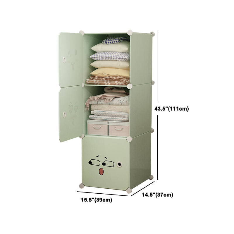 Modern Style Wardrobe Green Colour Plastic Bedroom Wardrobe Closet