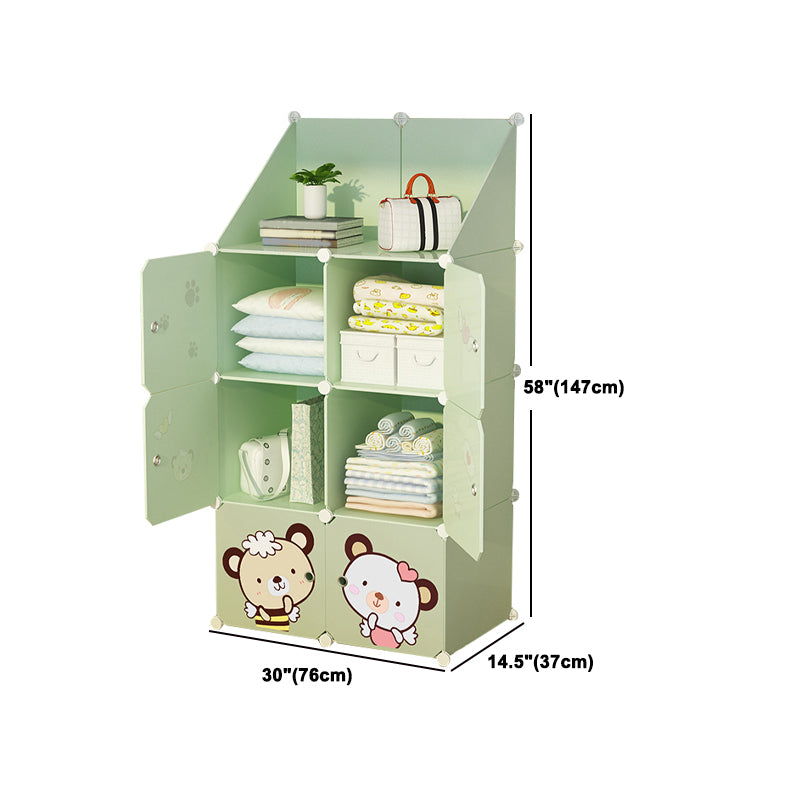 Modern Style Wardrobe Green Colour Plastic Bedroom Wardrobe Closet