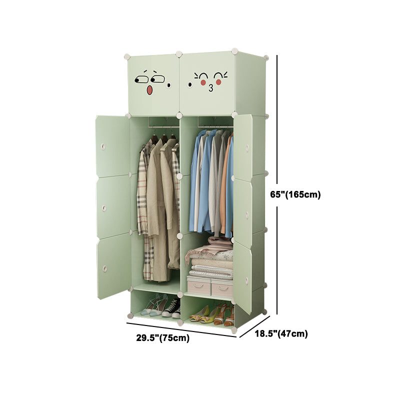 Modern Style Wardrobe Green Colour Plastic Bedroom Wardrobe Closet