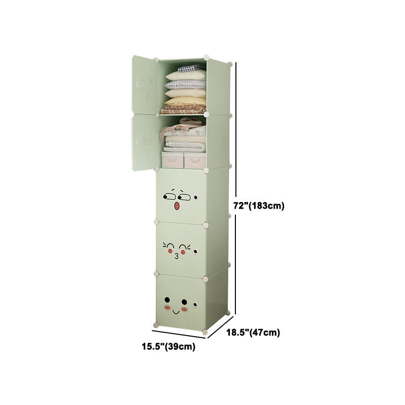 Modern Style Wardrobe Green Colour Plastic Bedroom Wardrobe Closet