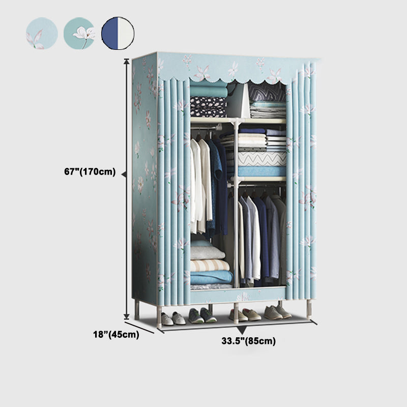 Steel Frame Wardrobe Cabinet Contemporary Style Armoire with Shelves