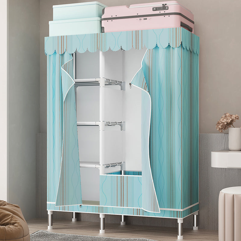 Silver Steel Frame Wardrobe Cabinet Contemporary Home Wardrobe