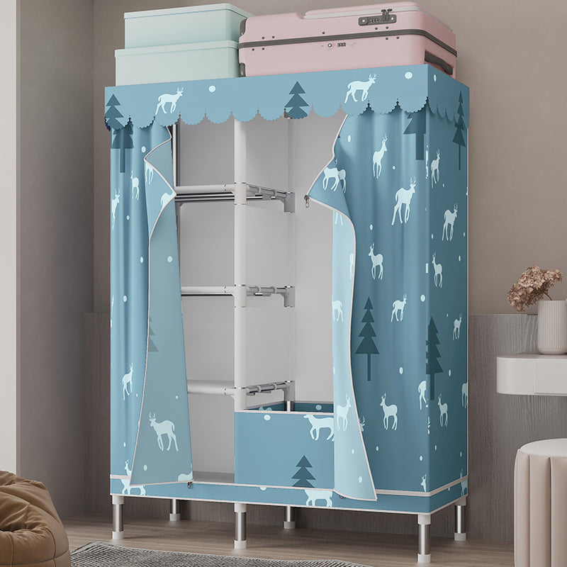 Silver Steel Frame Wardrobe Cabinet Contemporary Home Wardrobe