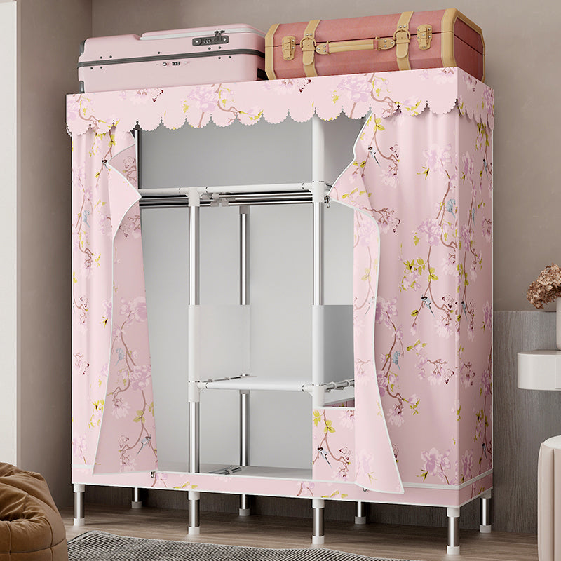 Silver Steel Frame Wardrobe Cabinet Contemporary Home Wardrobe