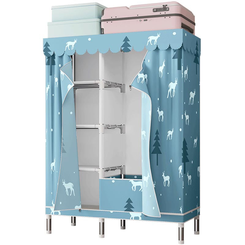 Silver Steel Frame Wardrobe Cabinet Contemporary Home Wardrobe