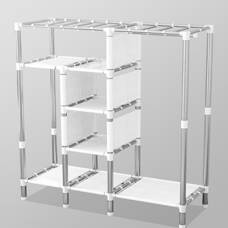 Silver Steel Frame Wardrobe Cabinet Contemporary Home Wardrobe