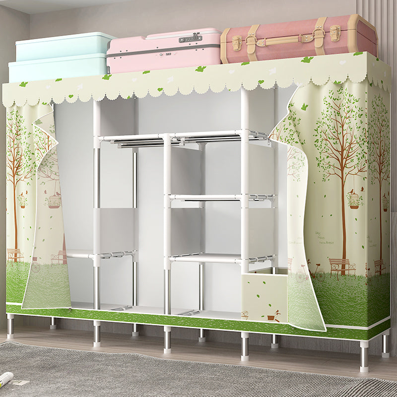 Silver Steel Frame Wardrobe Cabinet Contemporary Home Wardrobe