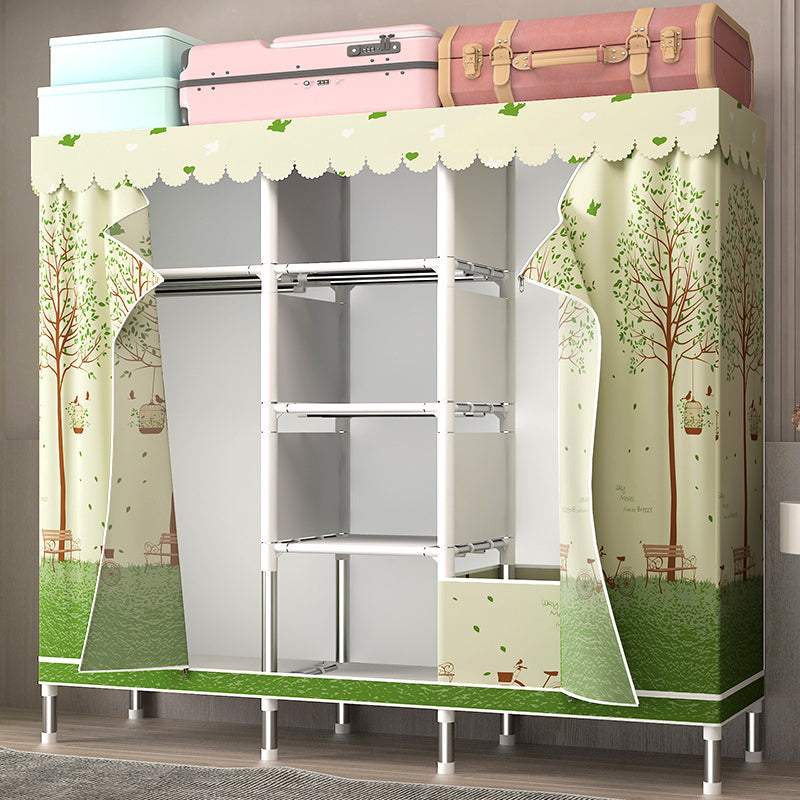 Silver Steel Frame Wardrobe Cabinet Contemporary Home Wardrobe