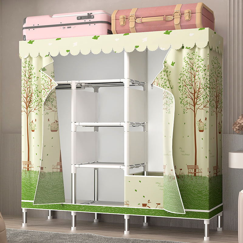 Silver Steel Frame Wardrobe Cabinet Contemporary Home Wardrobe