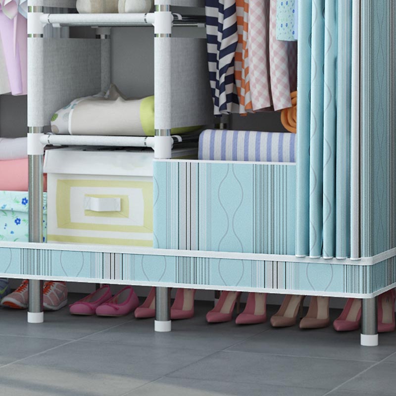 Silver Steel Frame Wardrobe Cabinet Contemporary Home Wardrobe