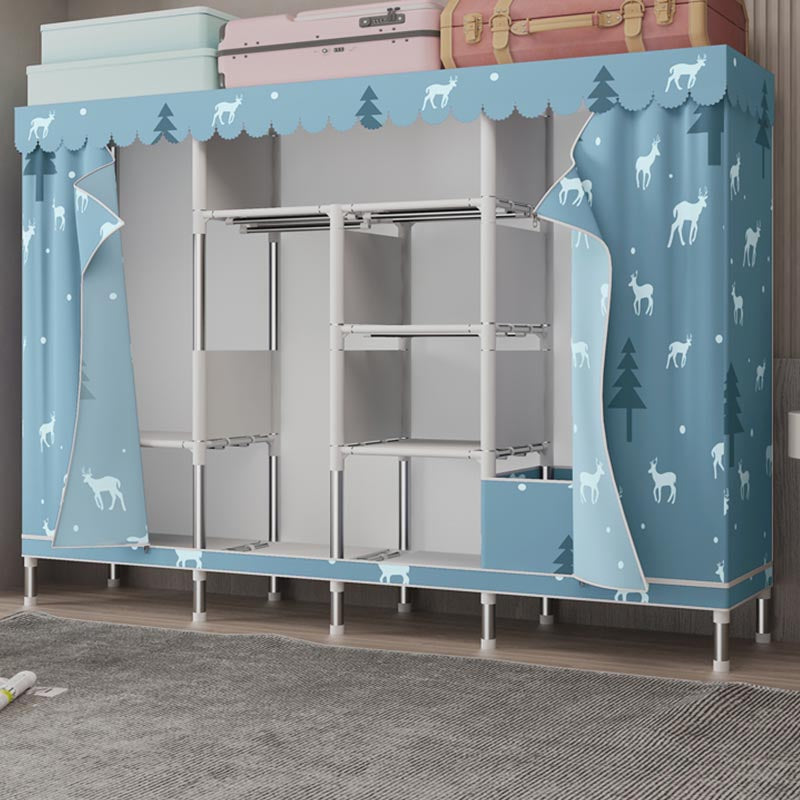 Silver Steel Frame Wardrobe Cabinet Contemporary Home Wardrobe