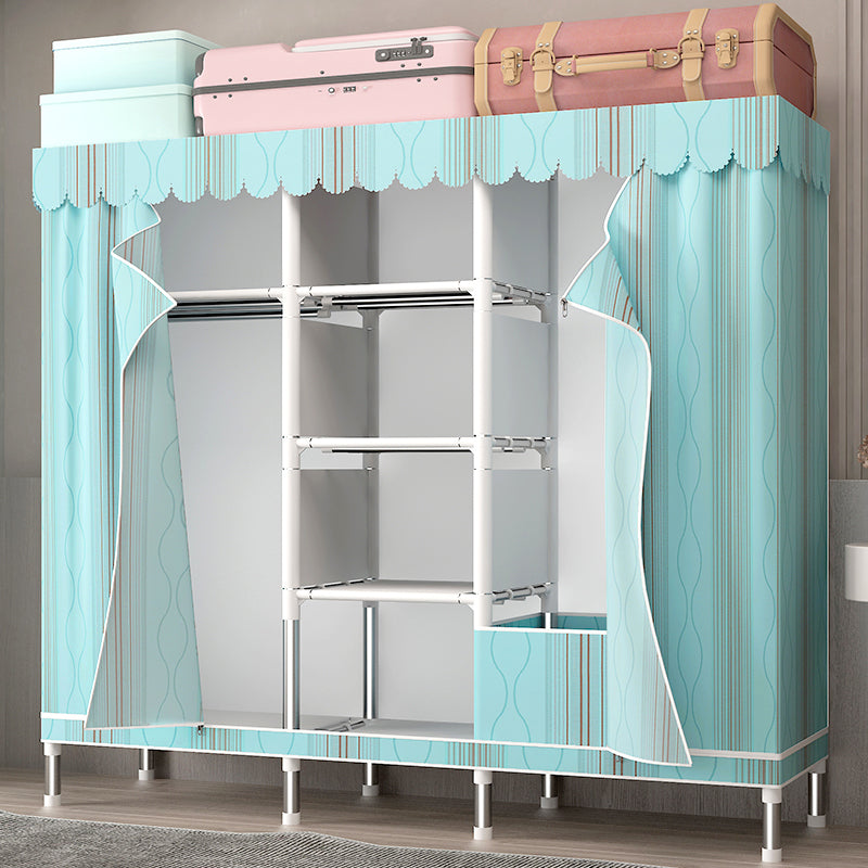 Silver Steel Frame Wardrobe Cabinet Contemporary Home Wardrobe