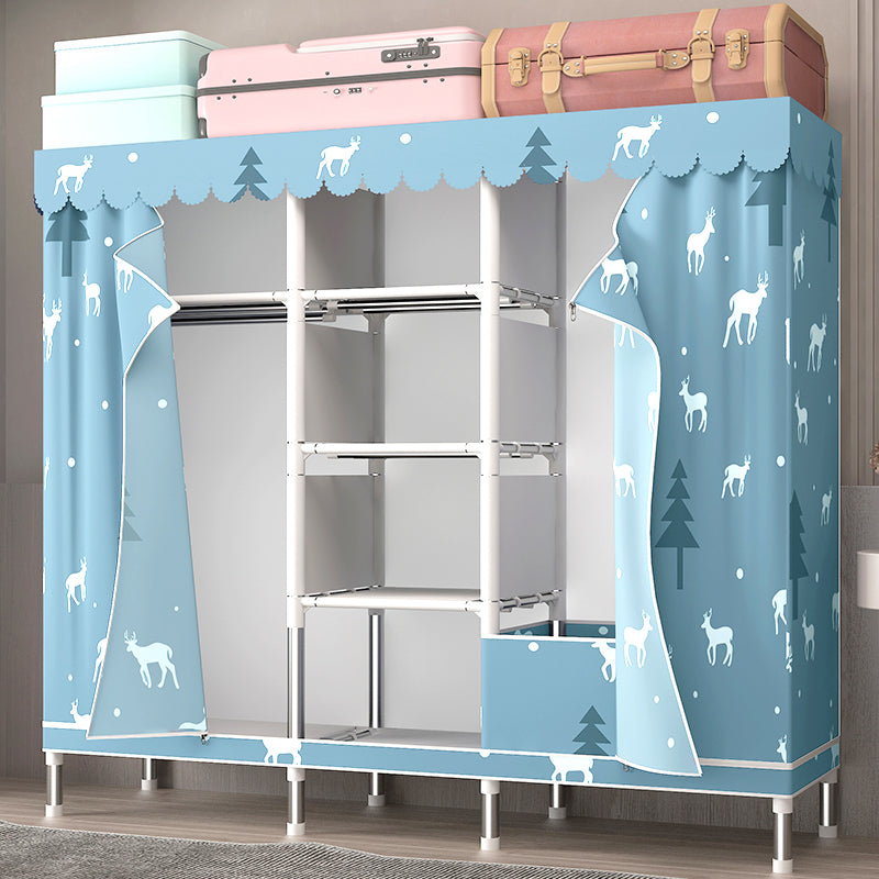 Silver Steel Frame Wardrobe Cabinet Contemporary Home Wardrobe