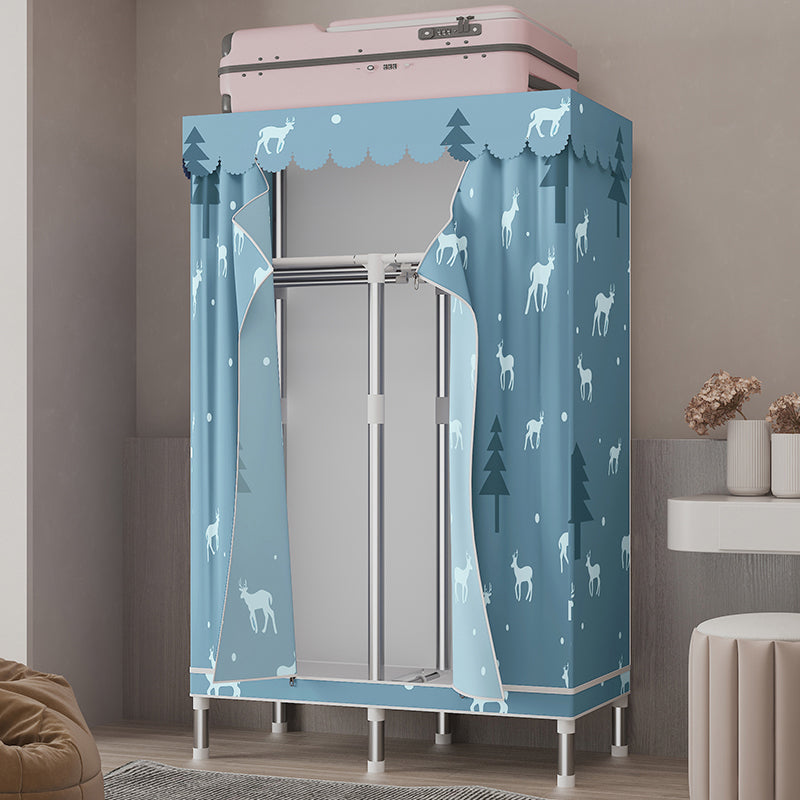 Silver Steel Frame Wardrobe Cabinet Contemporary Home Wardrobe