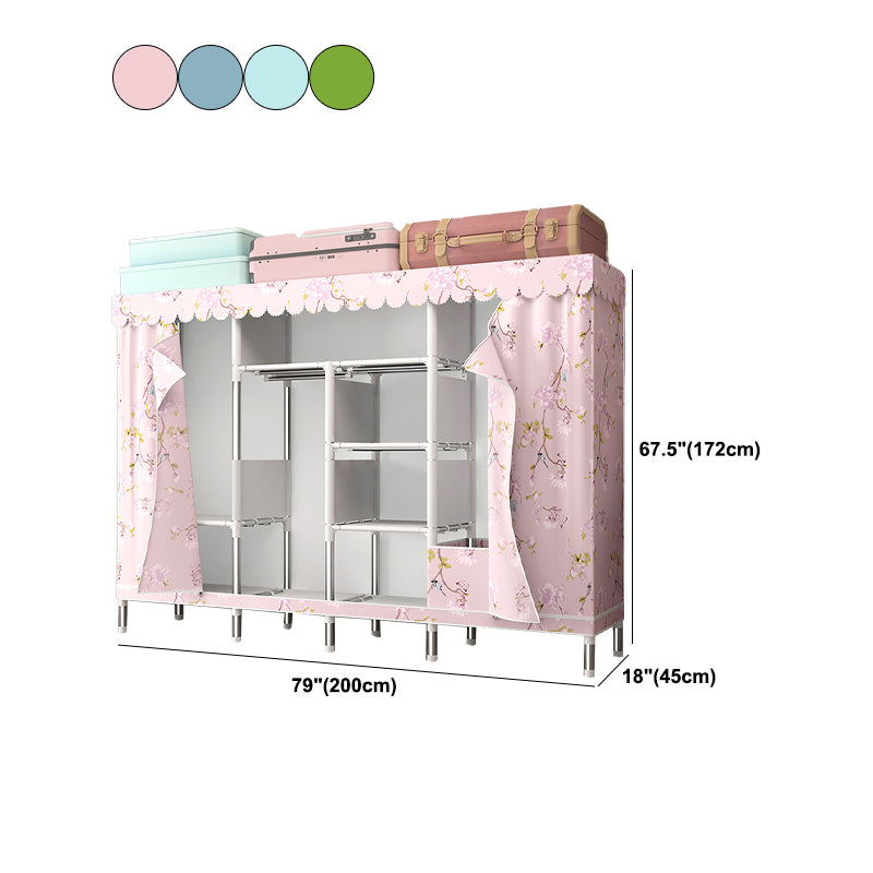 Silver Steel Frame Wardrobe Cabinet Contemporary Home Wardrobe