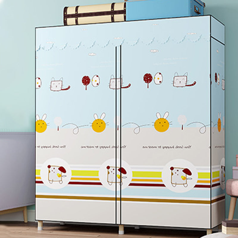 Gold Steel Frame Wardrobe Armoire Contemporary Style Wardrobe for Bedroom