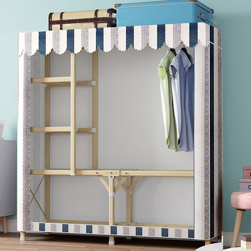 Gold Steel Frame Wardrobe Armoire Contemporary Style Wardrobe for Bedroom