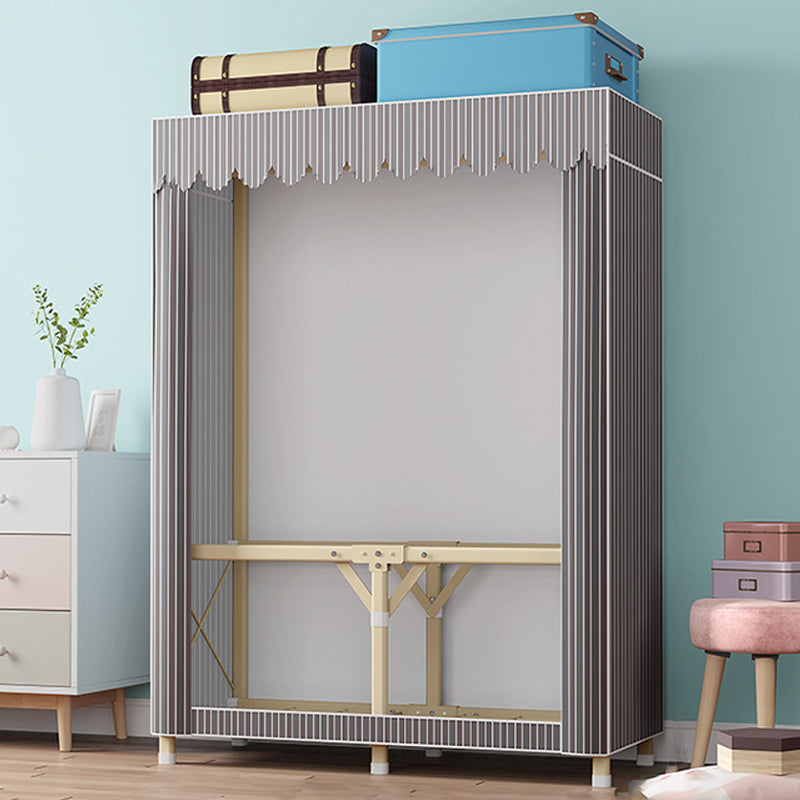 Gold Steel Frame Wardrobe Armoire Contemporary Style Wardrobe for Bedroom