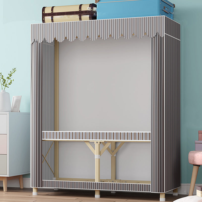 Gold Steel Frame Wardrobe Armoire Contemporary Style Wardrobe for Bedroom