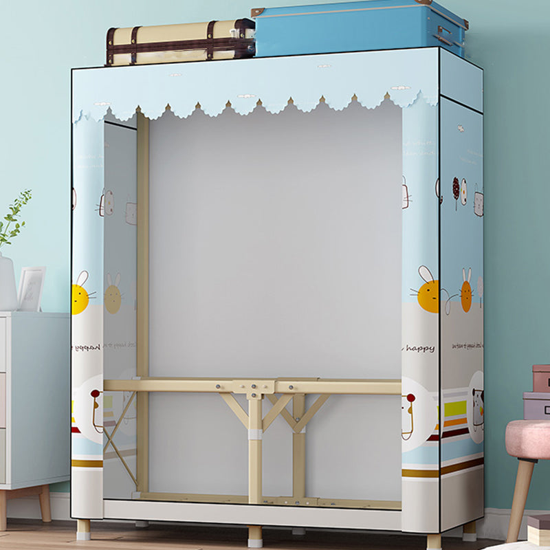 Gold Steel Frame Wardrobe Armoire Contemporary Style Wardrobe for Bedroom