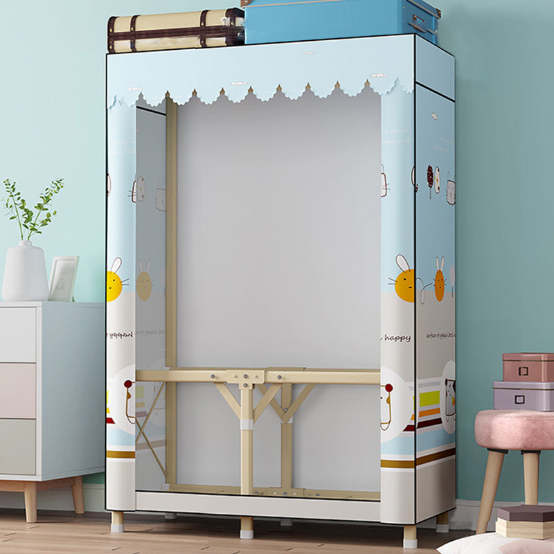 Gold Steel Frame Wardrobe Armoire Contemporary Style Wardrobe for Bedroom