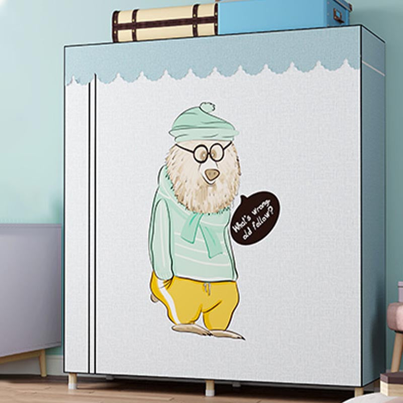 Gold Steel Frame Wardrobe Armoire Contemporary Style Wardrobe for Bedroom