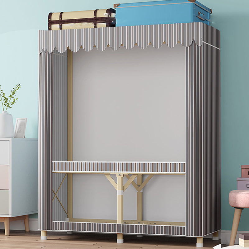 Gold Steel Frame Wardrobe Armoire Contemporary Style Wardrobe for Bedroom