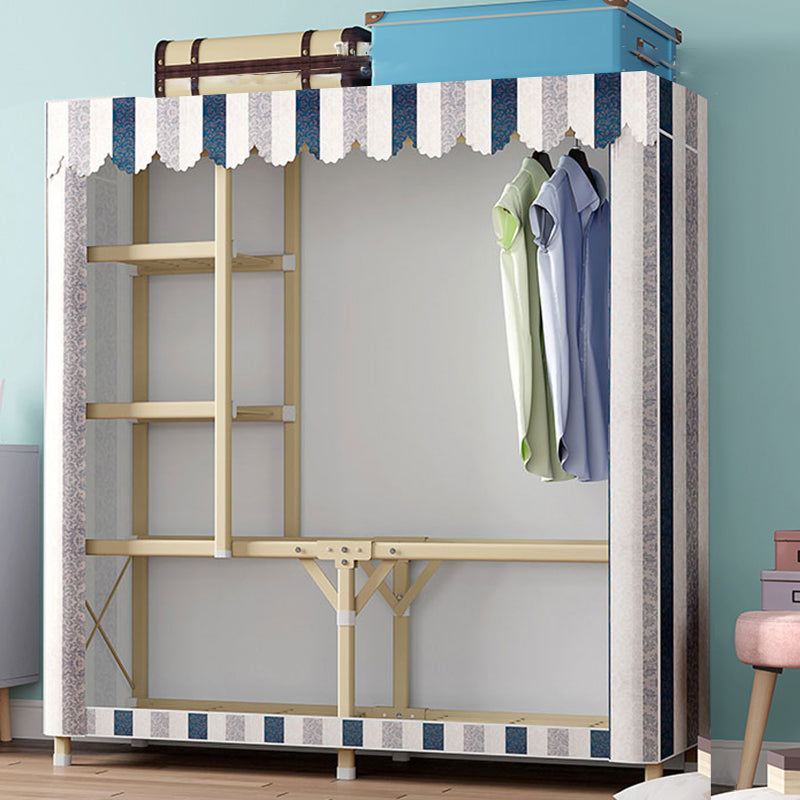 Gold Steel Frame Wardrobe Armoire Contemporary Style Wardrobe for Bedroom