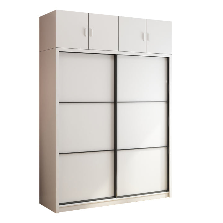 White Engineered Wood Wardrobe Armoire Modern Sliding Wardrobe Closet