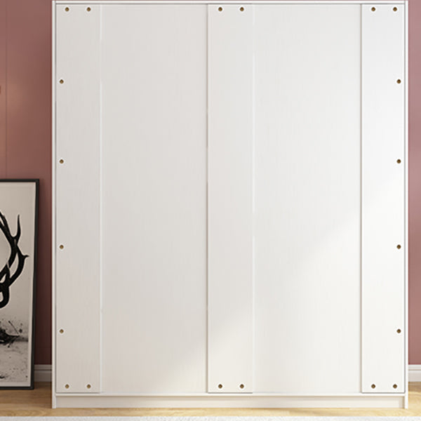 White Engineered Wood Wardrobe Armoire Modern Sliding Wardrobe Closet