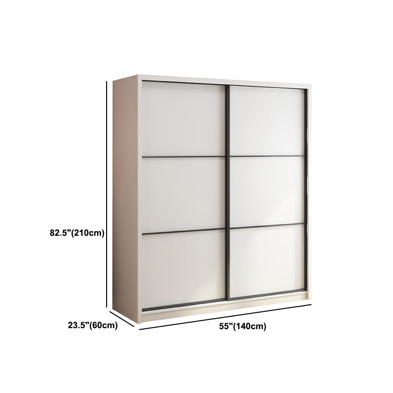 White Engineered Wood Wardrobe Armoire Modern Sliding Wardrobe Closet