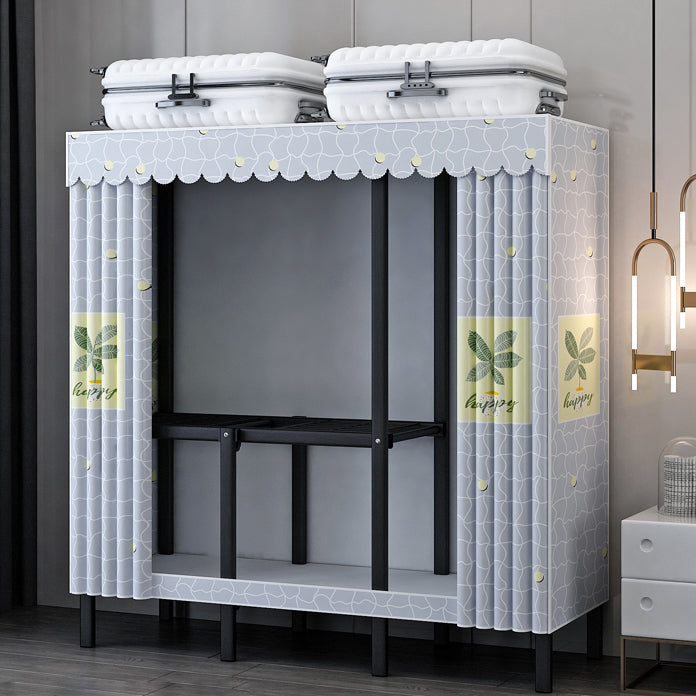 Black Steel Frame Wardrobe Armoire Contemporary Folding Wardrobe Cabinet