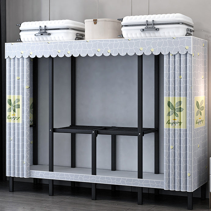 Black Steel Frame Wardrobe Armoire Contemporary Folding Wardrobe Cabinet