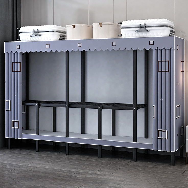 Black Steel Frame Wardrobe Armoire Contemporary Folding Wardrobe Cabinet