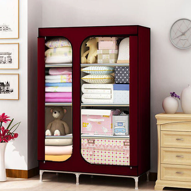 Steel Frame Non-Hanging Armoire Modern Style Wardrobe with 5 Shelves