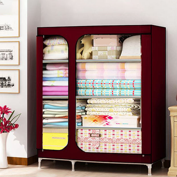 Steel Frame Non-Hanging Armoire Modern Style Wardrobe with 5 Shelves