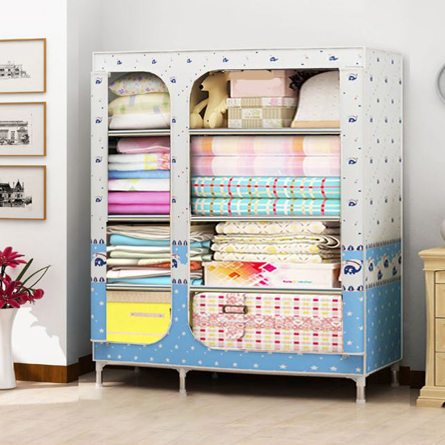 Steel Frame Non-Hanging Armoire Modern Style Wardrobe with 5 Shelves