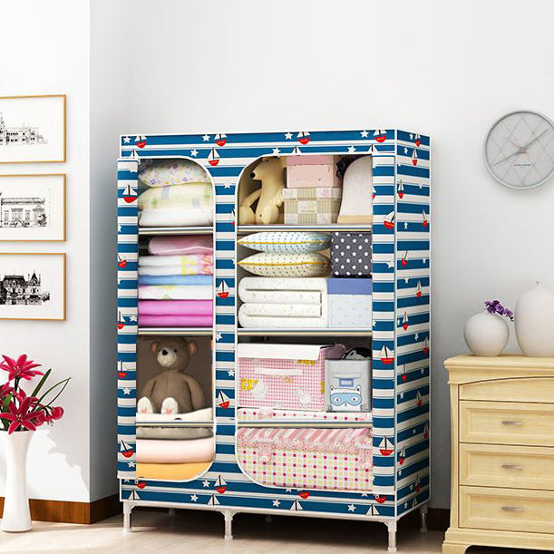 Steel Frame Non-Hanging Armoire Modern Style Wardrobe with 5 Shelves