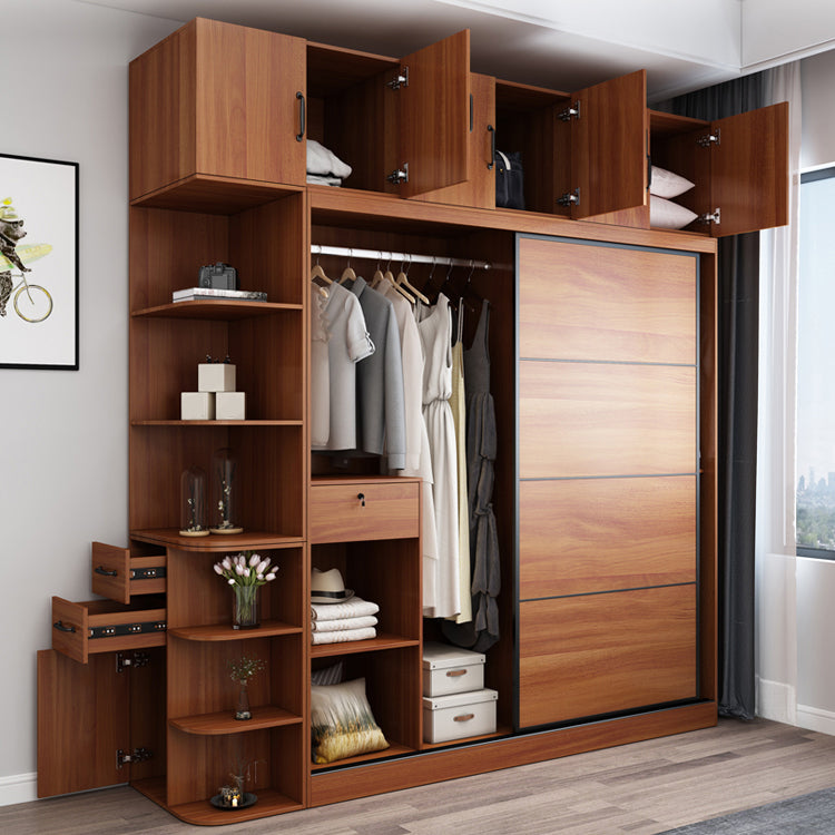 Brown Engineered Wood Wardrobe Armoire Contemporary Wardrobe Closet