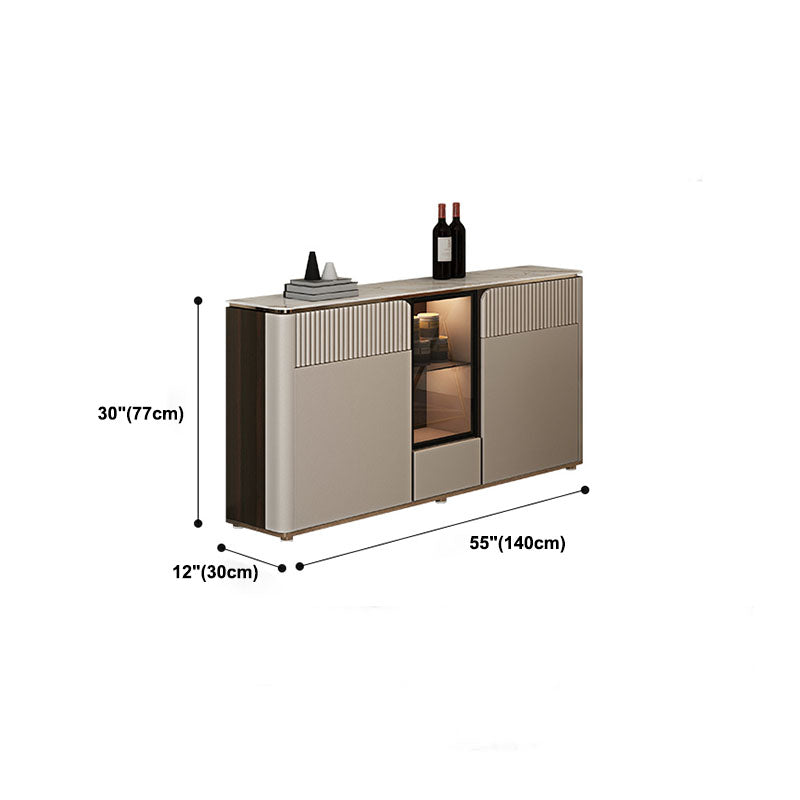 Glam Style Buffet Sideboard White Sintered Stone Top Server with Door and Drawer