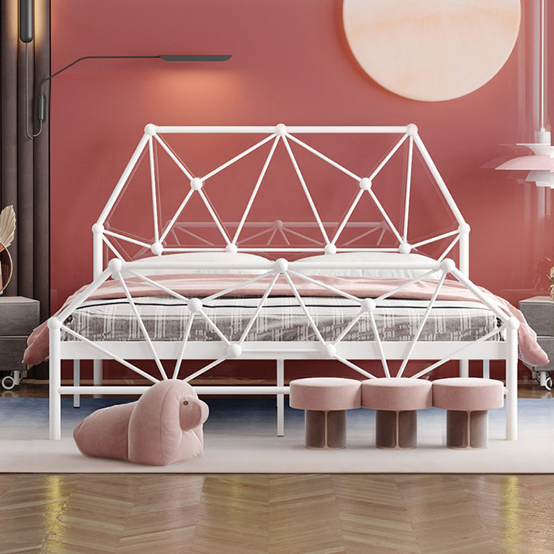 Glam Metallic Standard Bed,  Open-Frame Headboard Bed Frame with  Footboard