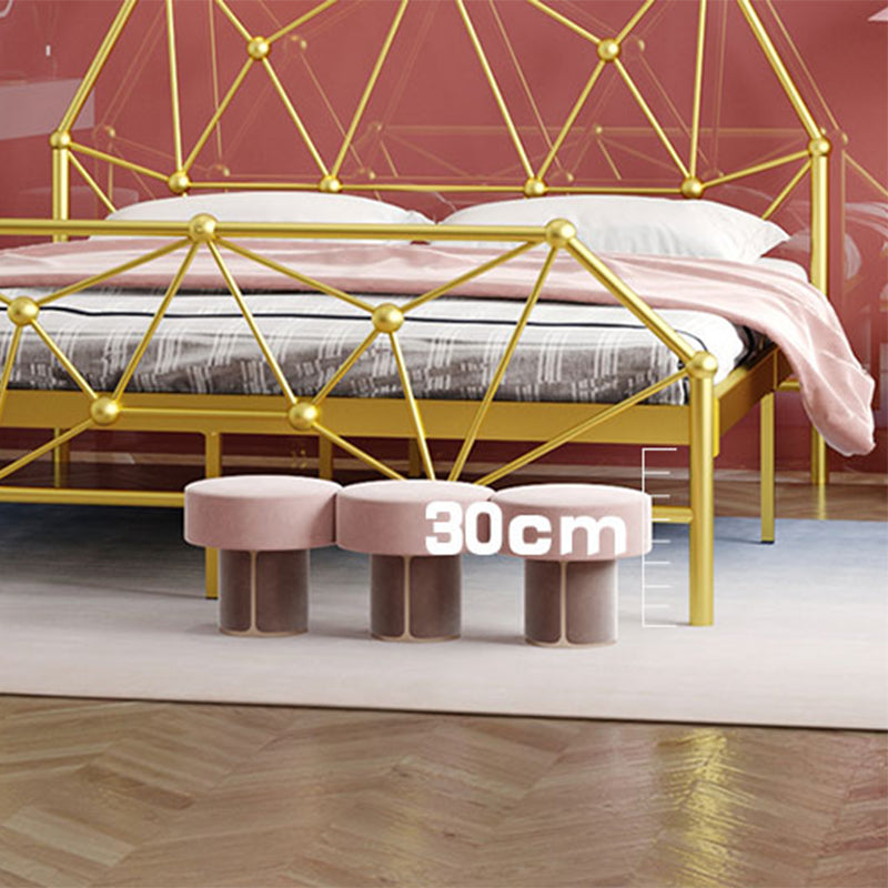 Glam Metallic Standard Bed,  Open-Frame Headboard Bed Frame with  Footboard