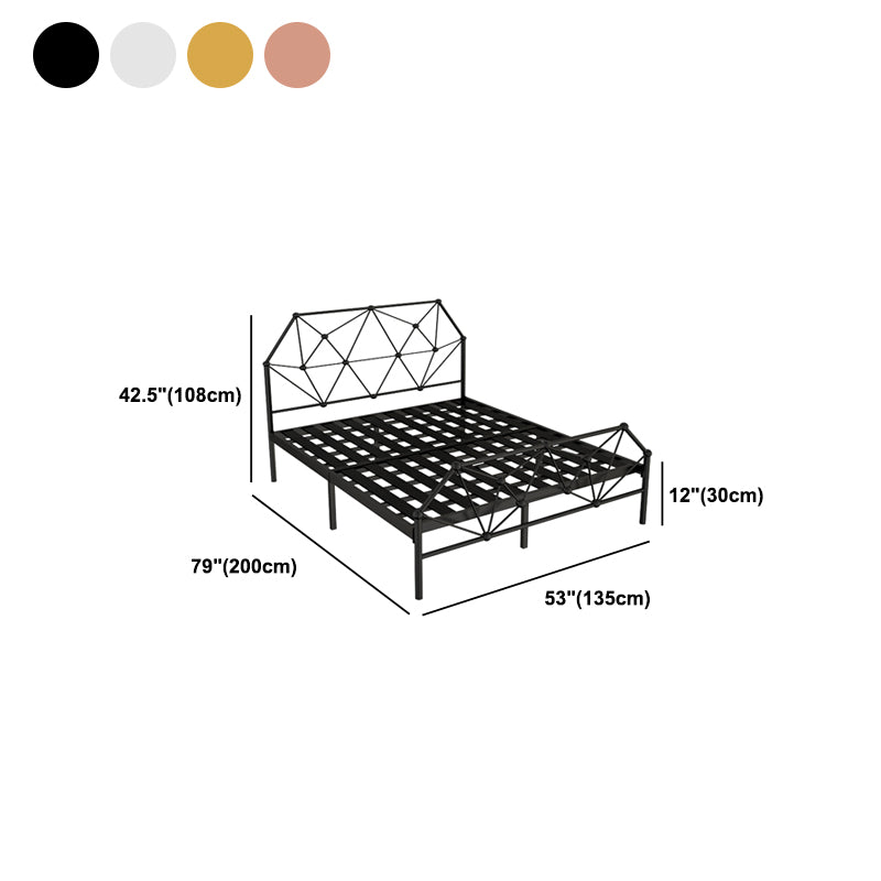 Glam Metallic Standard Bed,  Open-Frame Headboard Bed Frame with  Footboard
